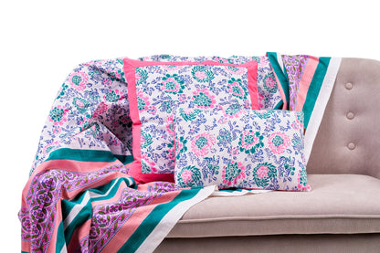 Ventotene - mezzero decoro rosa verde 180x270