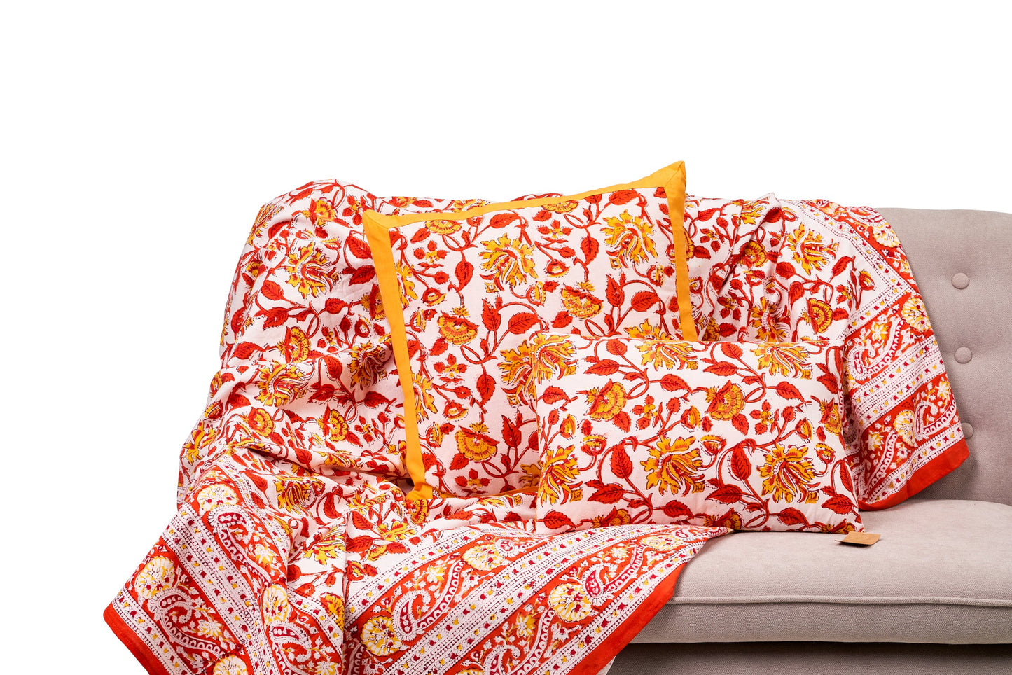 San vito lo capo - mezzero doppio decoro arancione in cotone