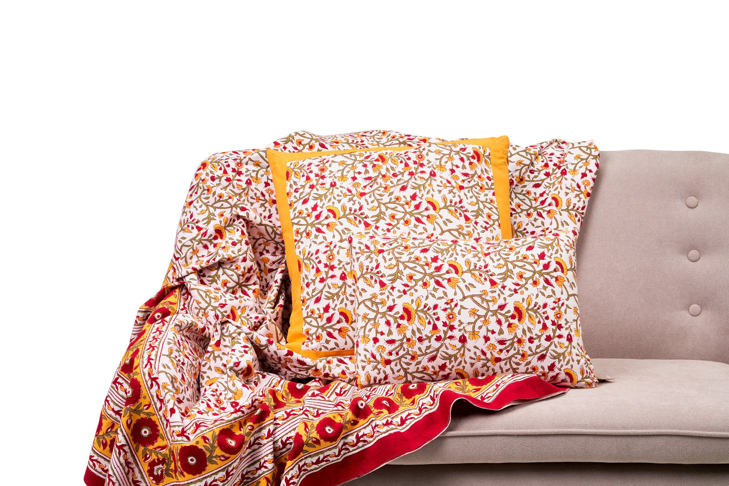 Modica - mezzero singolo decoro rosso in cotone - 180x270