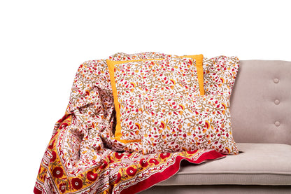 Modica - mezzero singolo decoro rosso in cotone - 180x270