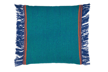 Cuscino frange in cotone azzurro - 45x45