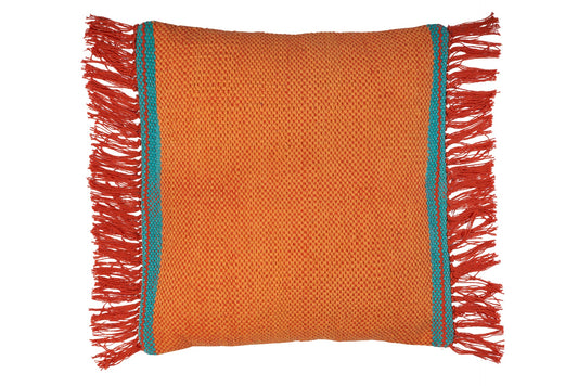 Cuscino frange in cotone arancione - 45x45