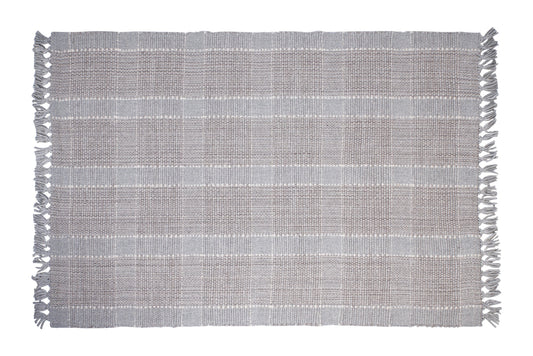 Tappeto quadro in lana e cotone grigio chiaro - 140x200