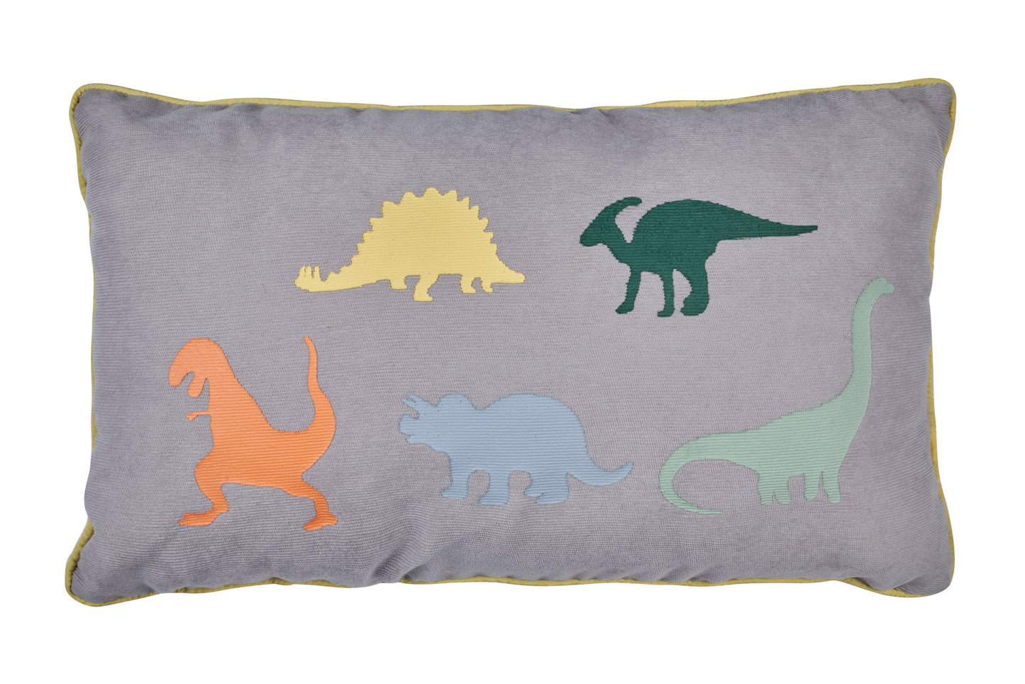 Cuscino disegno dinosauri multicolor in cotone grigio