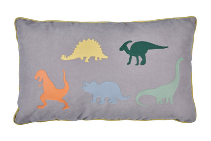 Cuscino disegno dinosauri multicolor in cotone grigio