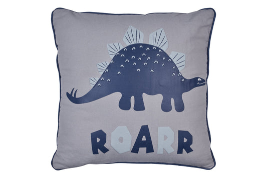 Cuscino dinosauro blu in cotone grigio