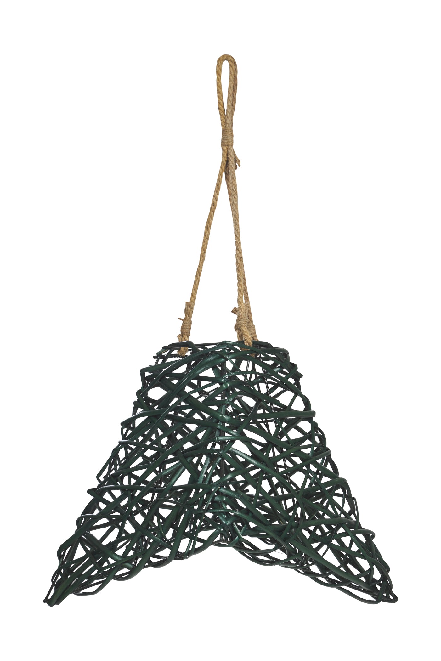 Lampadario svasato rattan verde - piccolo