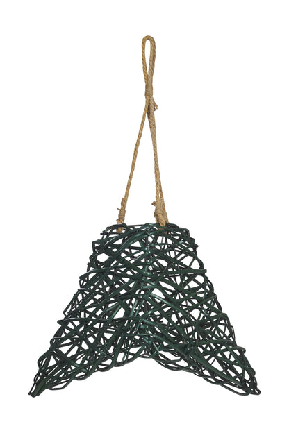 Lampadario svasato rattan verde - piccolo
