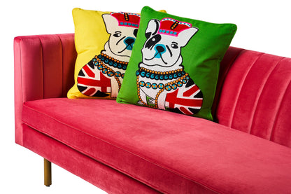 Ricamo - cuscino giallo pop art royal dog