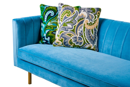 Ricamo - cuscino foliage blu light gray