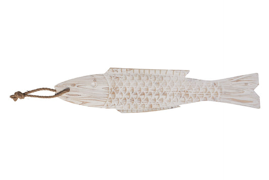 Pesce da appendere in legno bianco