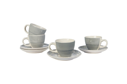 Roundrose-tazzina caffe' con piatt decoro verdegrigio-set 1/12