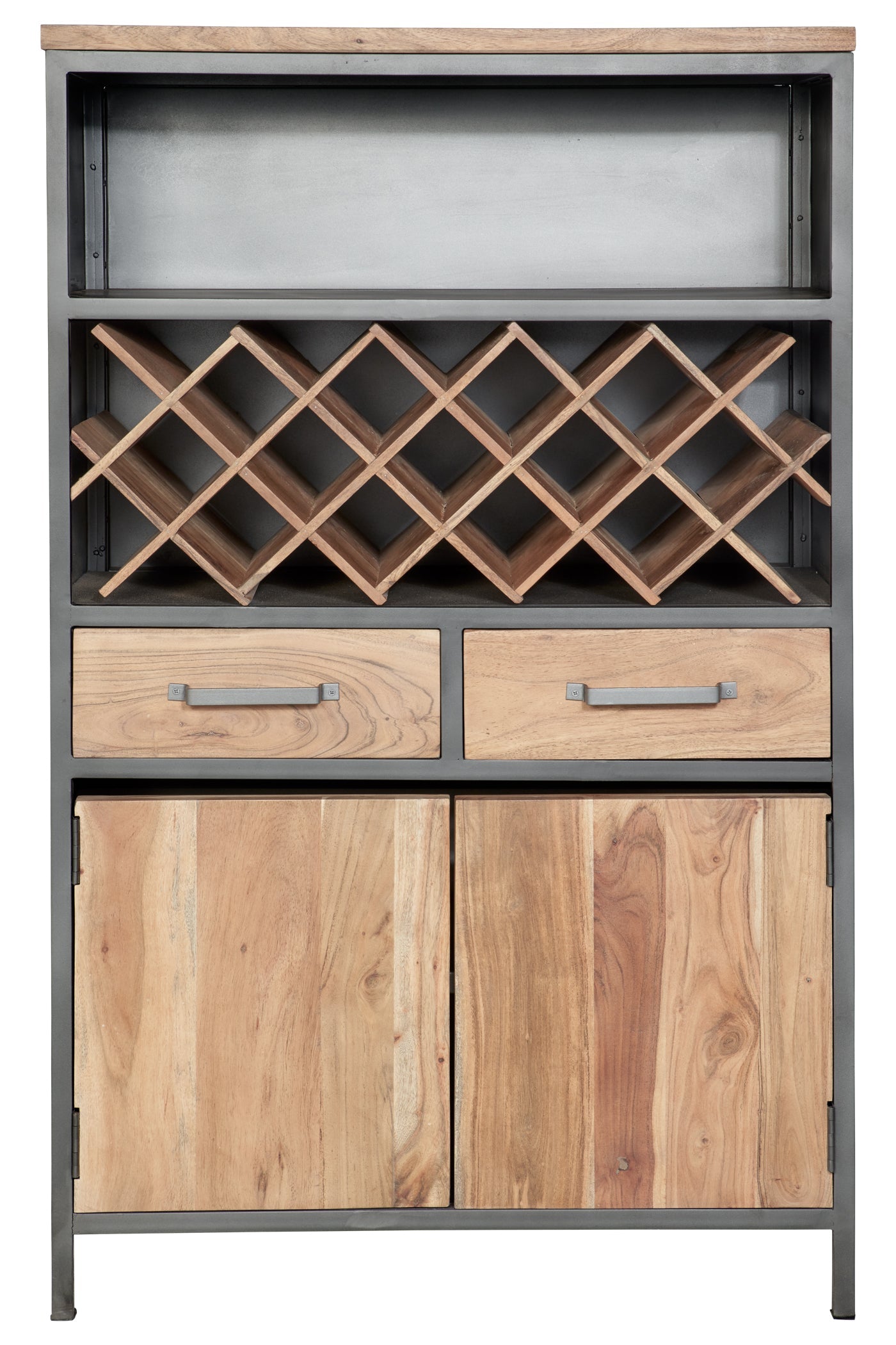 Credenza alta portabottiglie 2 cass 2 sport in legno e metallo