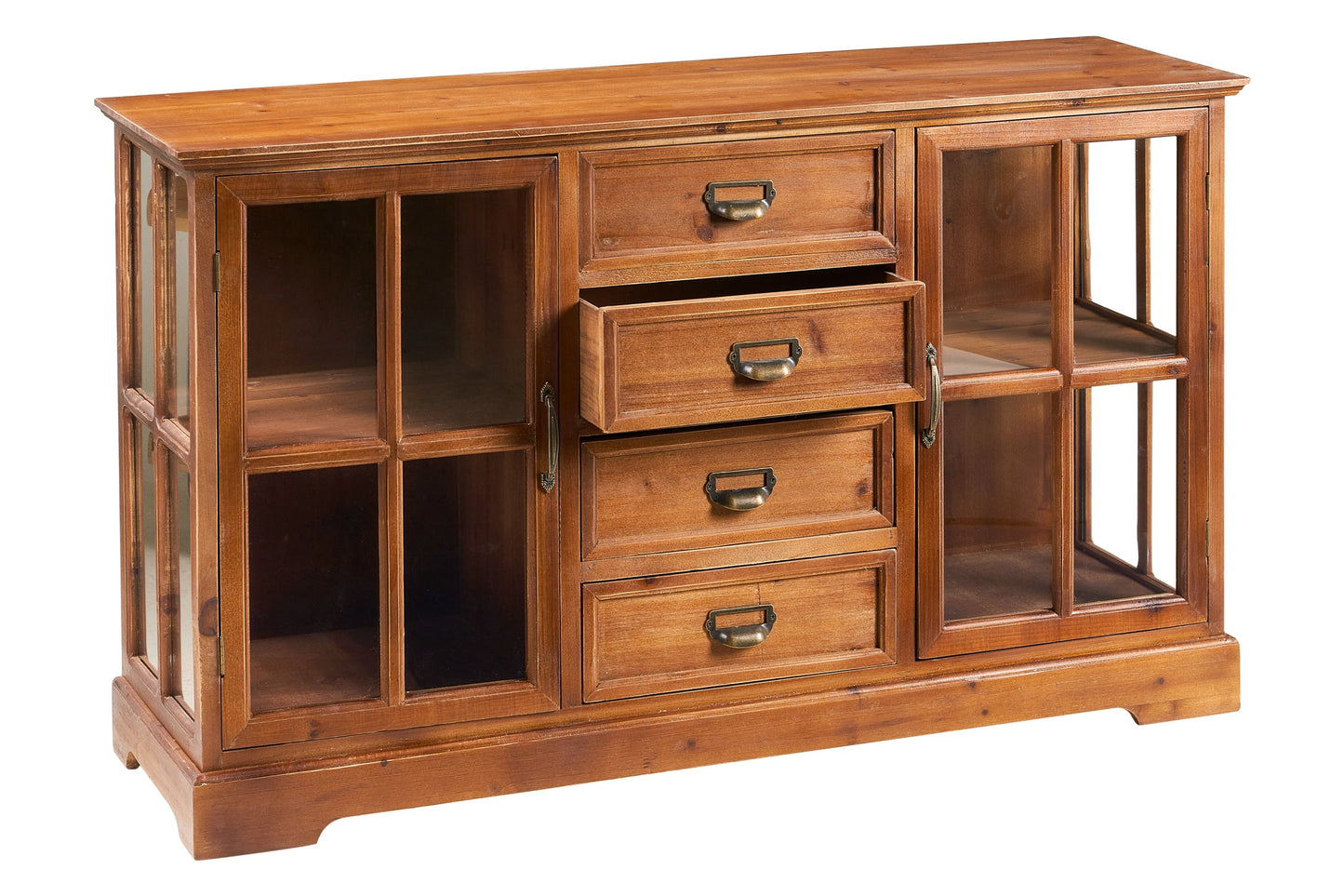 Utilità - Credenzina Bassa 4 Cassetti 2 Sportelli Con Vetro