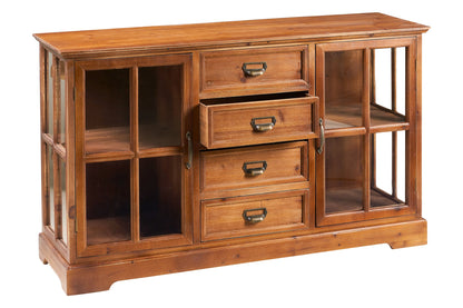 Utilità - Credenzina Bassa 4 Cassetti 2 Sportelli Con Vetro