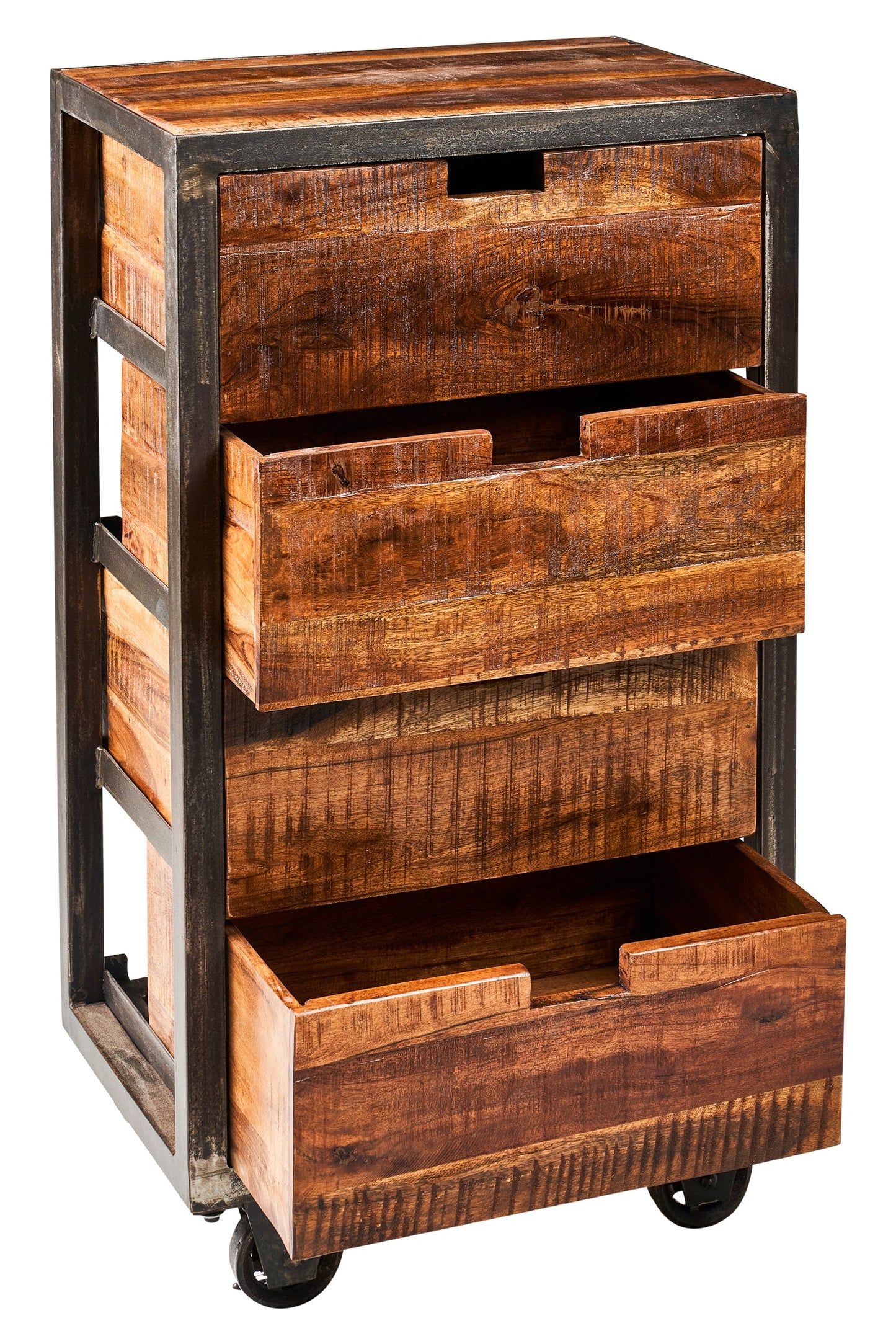 Bristol - Cassettiera 4 Cassetti In Legno Con Ruote