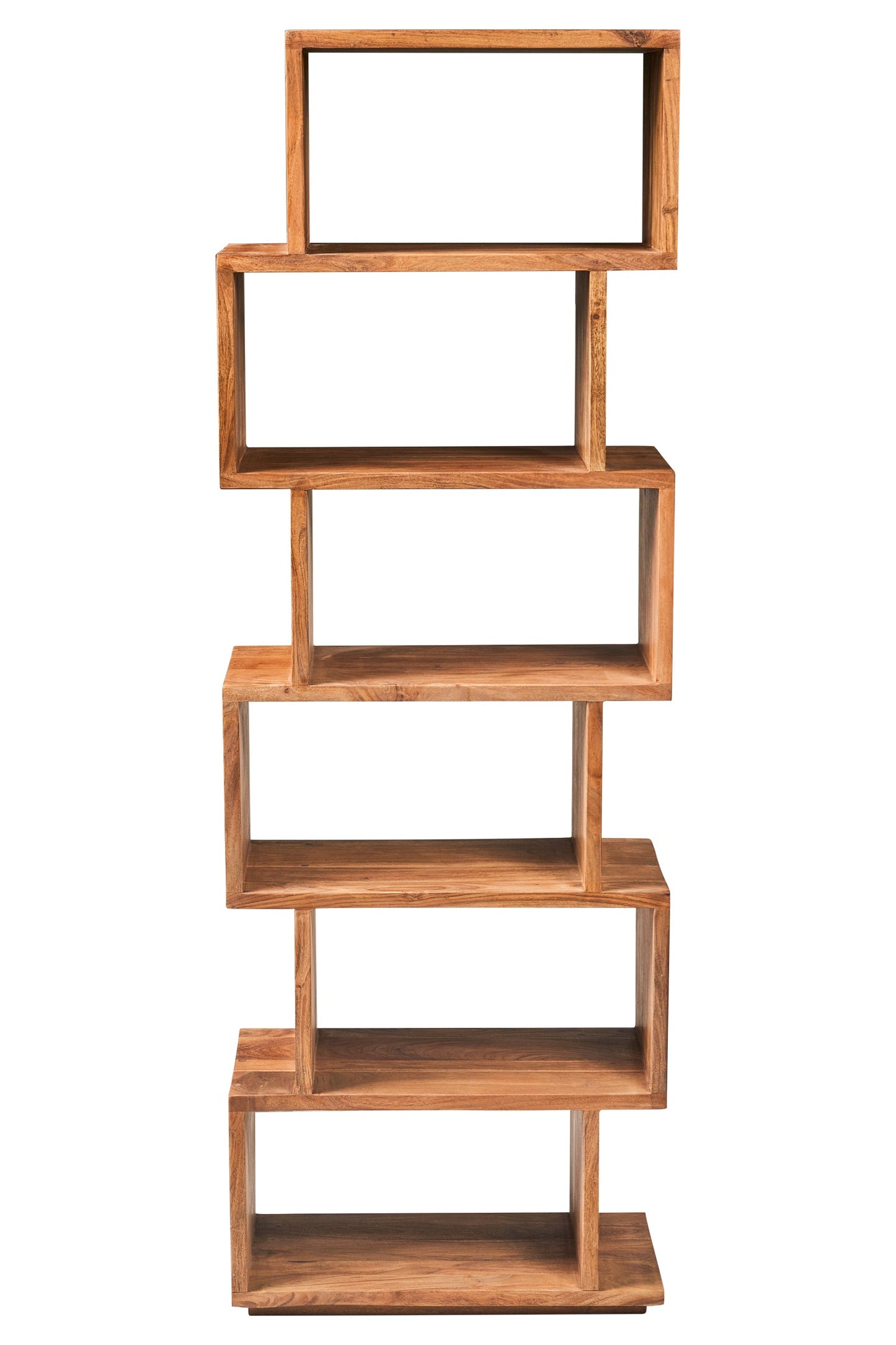 Libreria Sfalsata in Legno di Acacia a 6 Ripiani