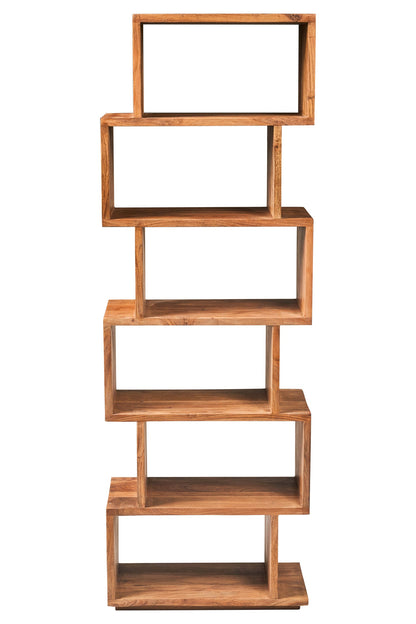 Libreria Sfalsata in Legno di Acacia a 6 Ripiani