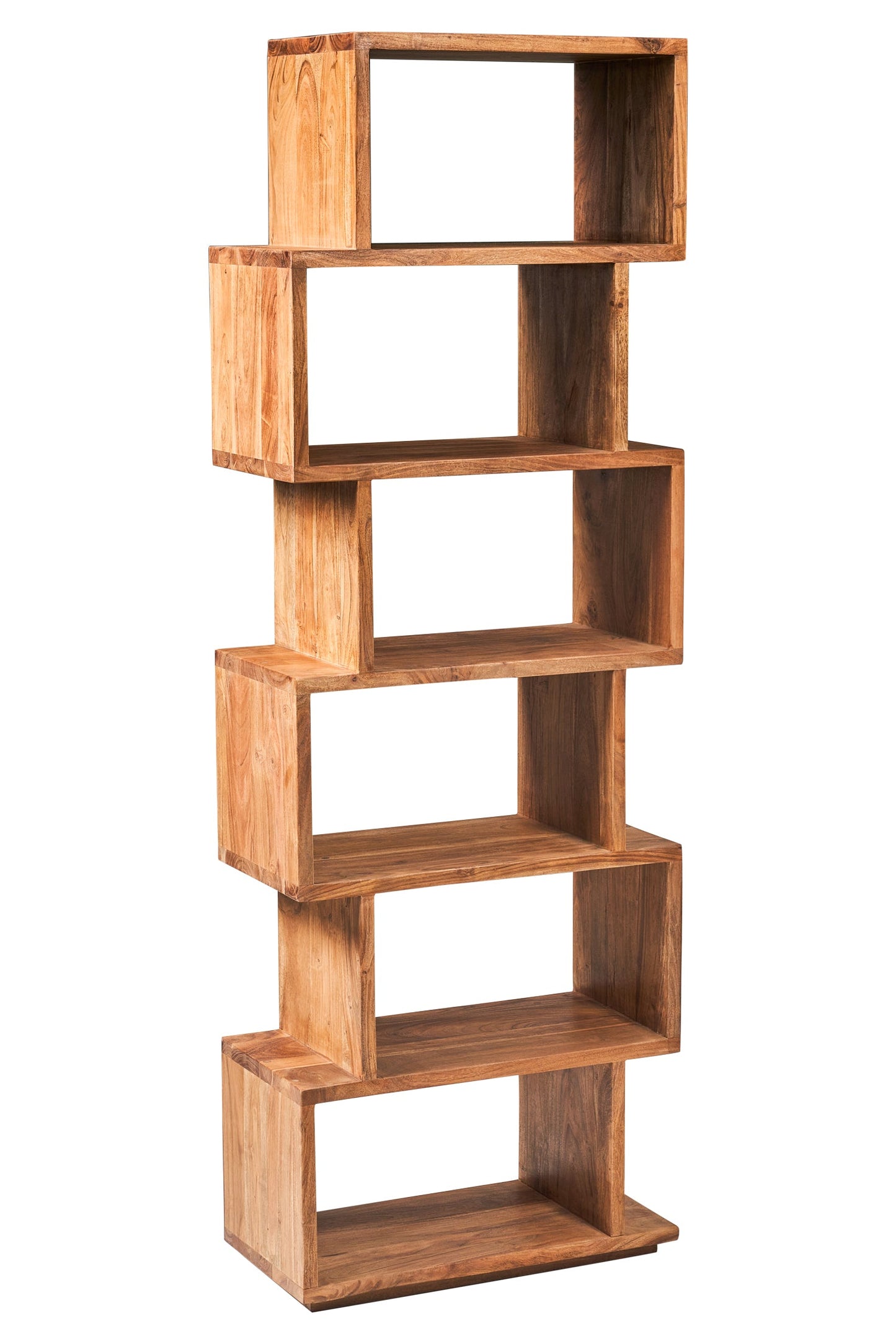 Libreria Sfalsata in Legno di Acacia a 6 Ripiani