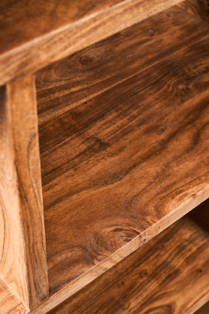 Libreria Sfalsata in Legno di Acacia a 6 Ripiani