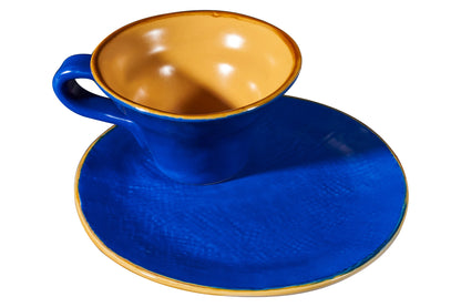 Mediterraneo - Tazzina Svasata Caffè con Piattino - 6 Colori Assortiti