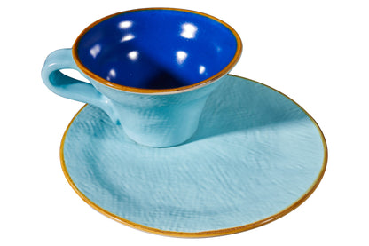 Mediterraneo - Tazzina Svasata Caffè con Piattino - 6 Colori Assortiti