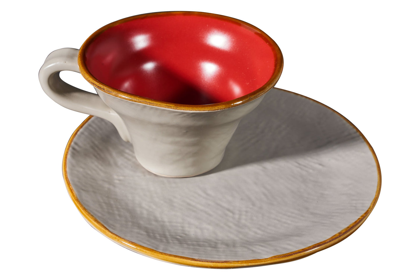 Mediterraneo - Tazzina Svasata Caffè con Piattino - 6 Colori Assortiti