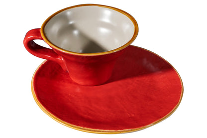 Mediterraneo - Tazzina Svasata Caffè con Piattino - 6 Colori Assortiti