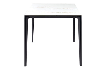 In Out - Tavolo in Pietra Sinterizzata e Alluminio Bianco 80cm