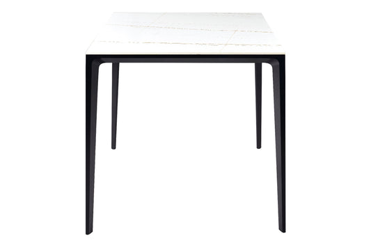 In Out - Tavolo in Pietra Sinterizzata e Alluminio Bianco 80cm