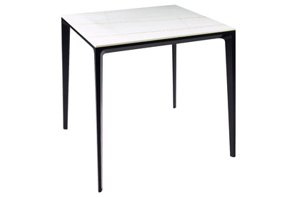 In Out - Tavolo in Pietra Sinterizzata e Alluminio Bianco 80cm