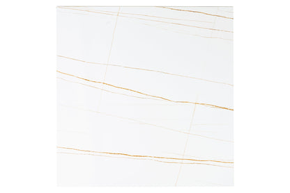 In Out - Tavolo in Pietra Sinterizzata e Alluminio Bianco 80cm