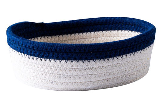 Sapore Di Mare - Cestino Pane Ovale Bianco Bordo Blu