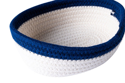 Sapore Di Mare - Cestino Pane Ovale Bianco Bordo Blu