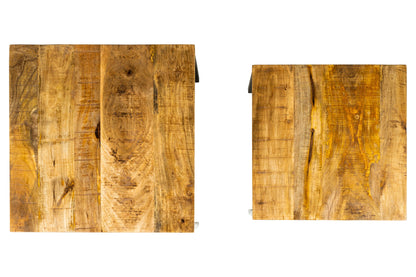 York - Tavolini Quadrati Grandi Set 1/2 Mango E Ferro