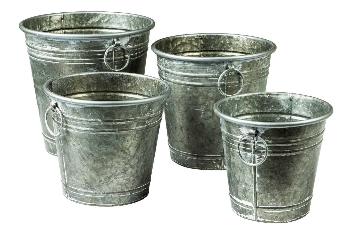 Cache Pot - Portavasi Con Anelli Color Zinco Set 1/4