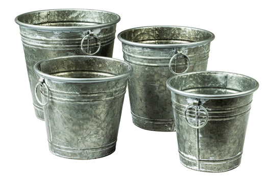 Cache Pot - Portavasi Con Anelli Color Zinco Set 1/4