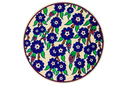 Sottopentola Tondo Decorato A Mano Margherite Blu