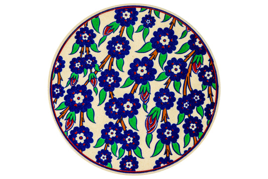 Sottopentola Tondo Decorato A Mano Margherite Blu