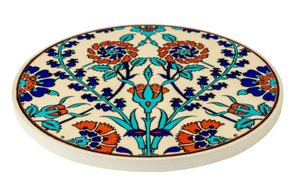 Sottopentola Rotondo Decorato A Mano Fiordaliso