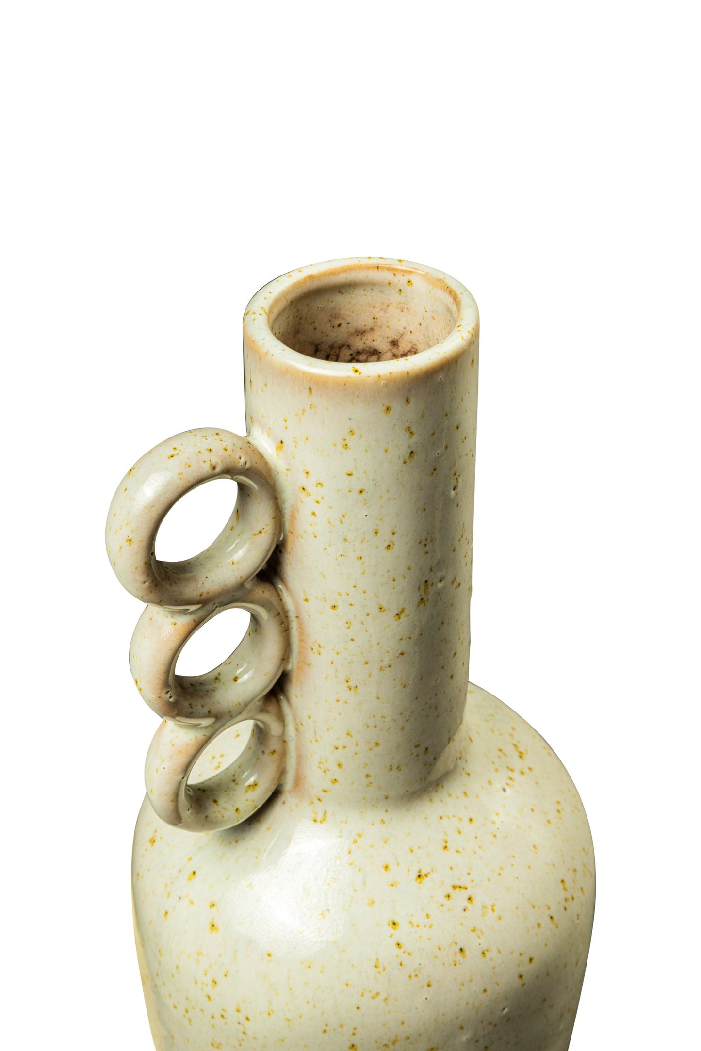 Jarron - Vaso Con Manico Anelli Finitura Crema Antic