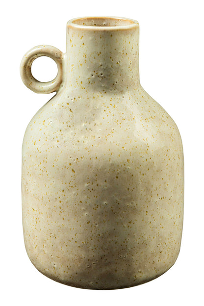 Jarron - Vaso Con Manico Anello Finitura Crema Anticata