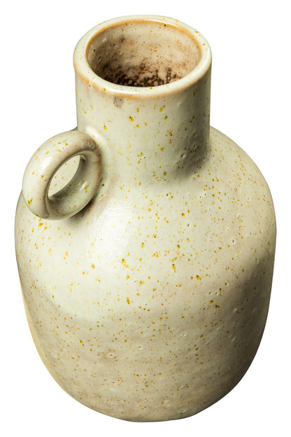 Jarron - Vaso Con Manico Anello Finitura Crema Anticata