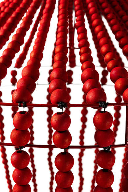 Bubbles - Lampadario Grande Sfere Legno Rosso