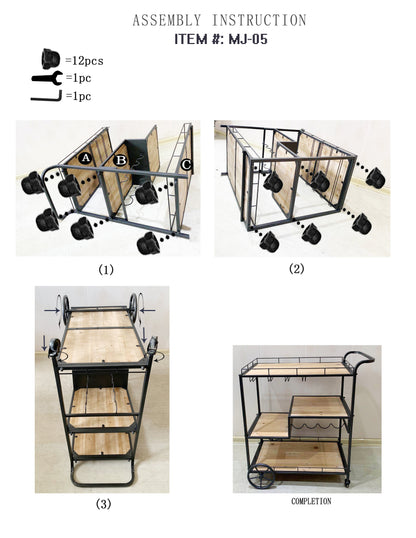 Innovazione - Carrello Tre Ripiani Con P.Ta Bottiglie