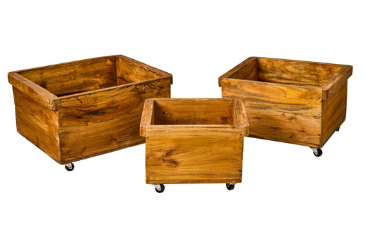 Set 3 Scatole Contenitore con Ruote