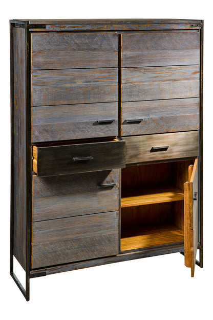 Leicester - Credenza Alta 4 Sportelli 2 Cassetti Grigio