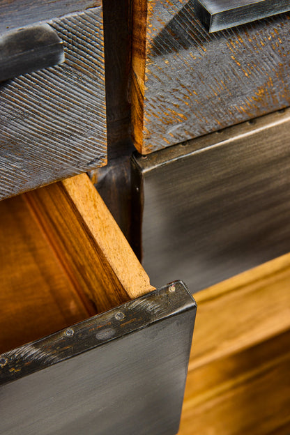 Leicester - Credenza Alta 4 Sportelli 2 Cassetti Grigio