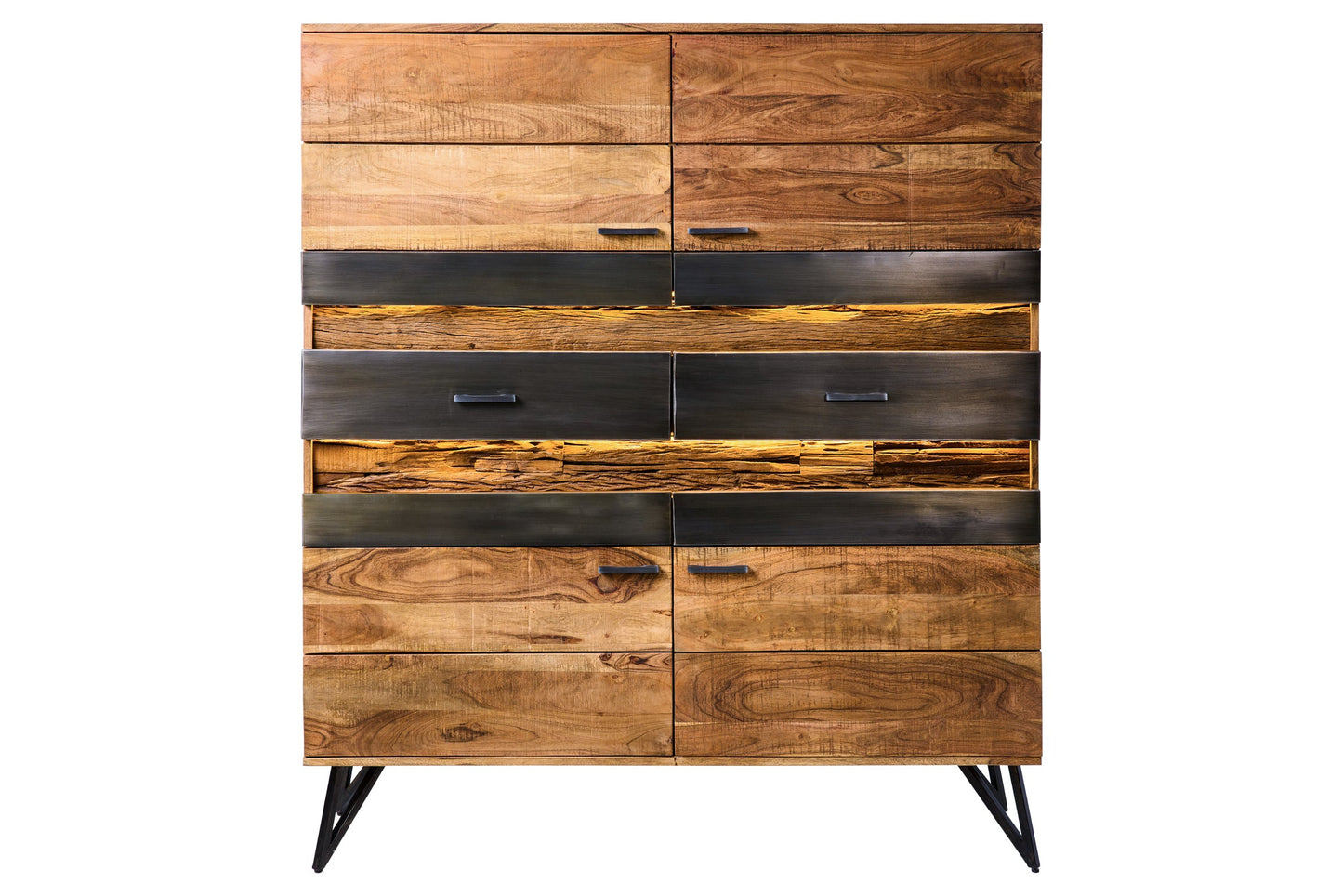 Light - Mobile in Legno di Acacia e Cassetti con LED