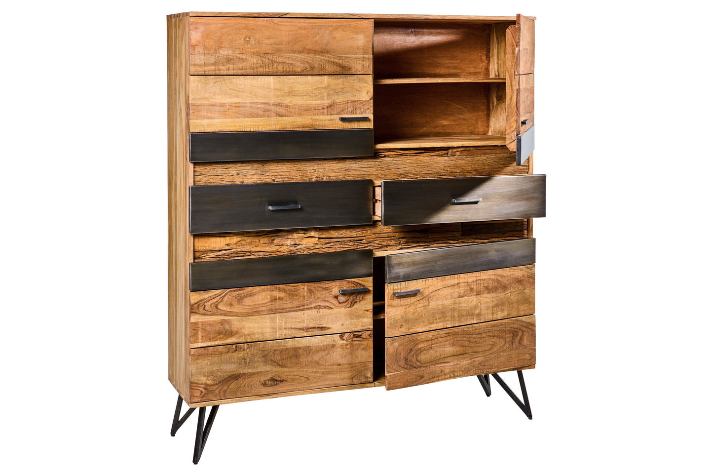 Light - Mobile in Legno di Acacia e Cassetti con LED